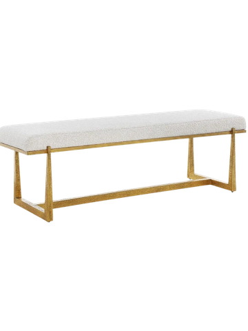Modern concrete console table with geometric cut-out design.