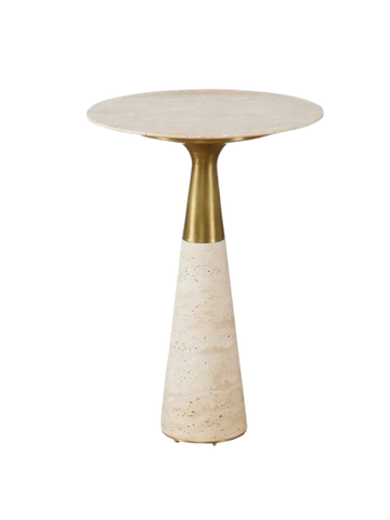 Modern concrete console table with geometric cut-out design.