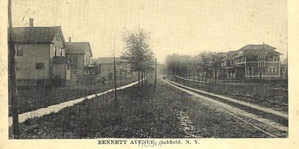Historic view of Bennett Avenue in the Village of Oakfield, NY.