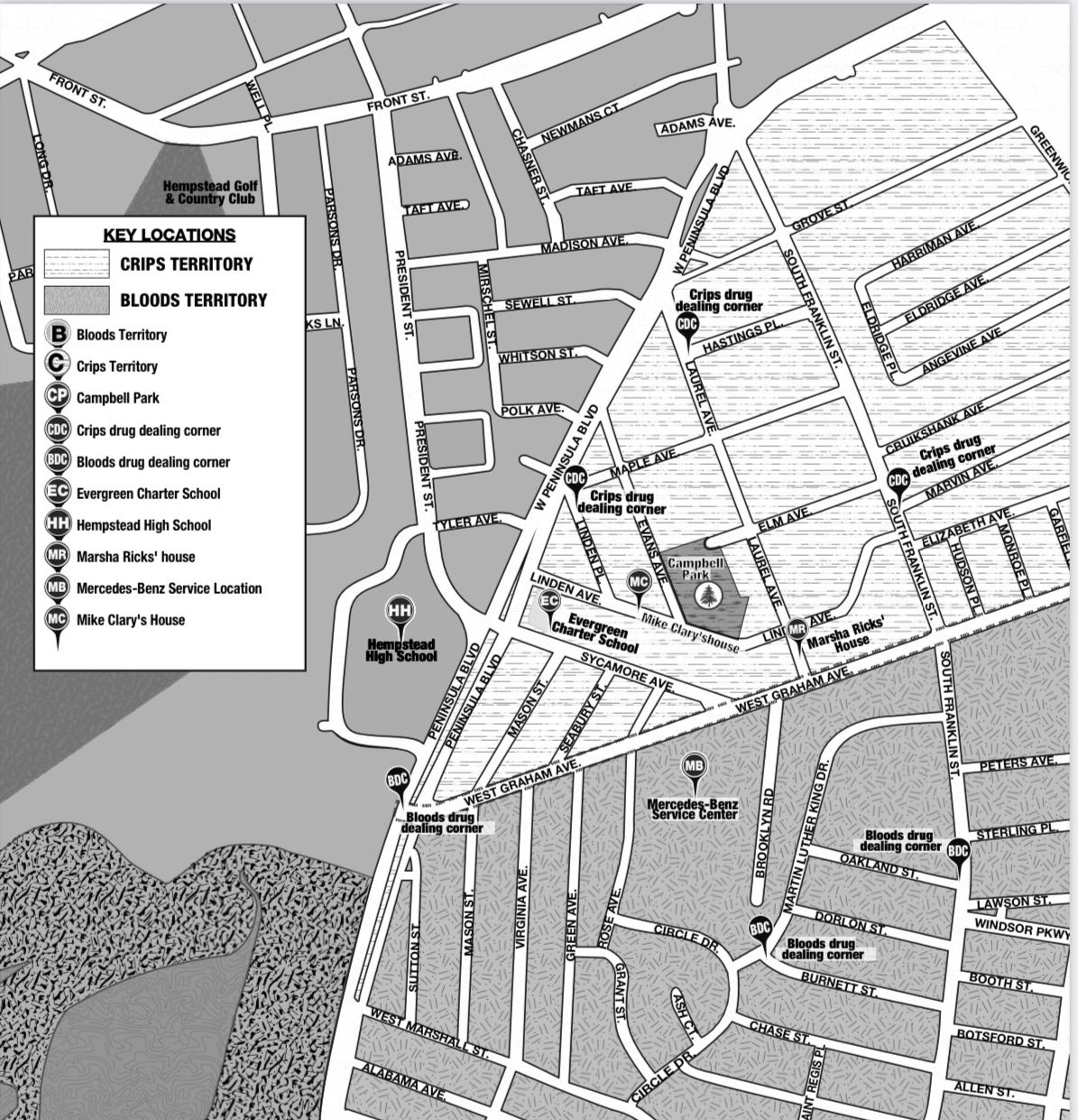 A map of the Linden Triangle in Hempstead, Long Island.