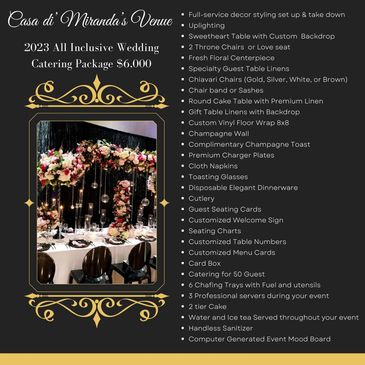 2023 Wedding Catering Decor Package