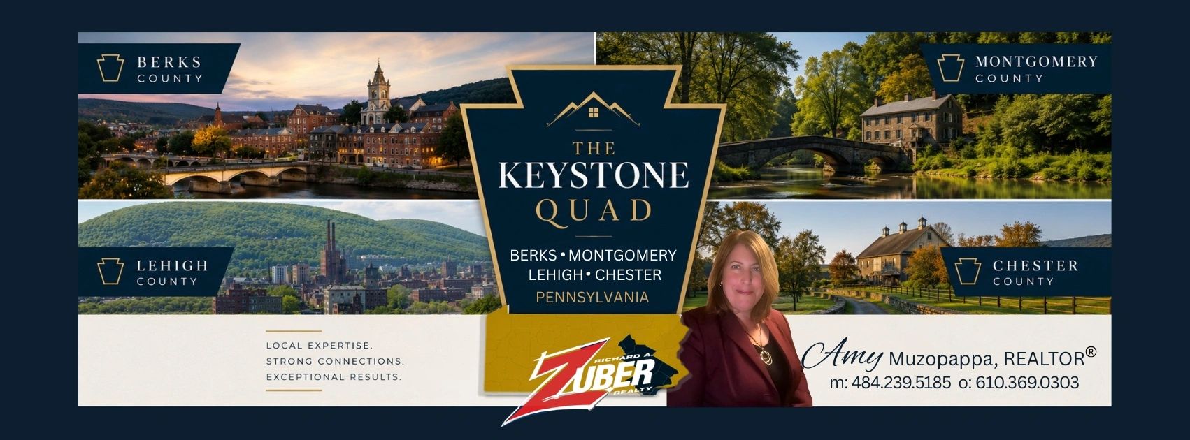 Real estate agent Amy Muzopappa specializing in Pennsylvania's Keystone Quad counties.