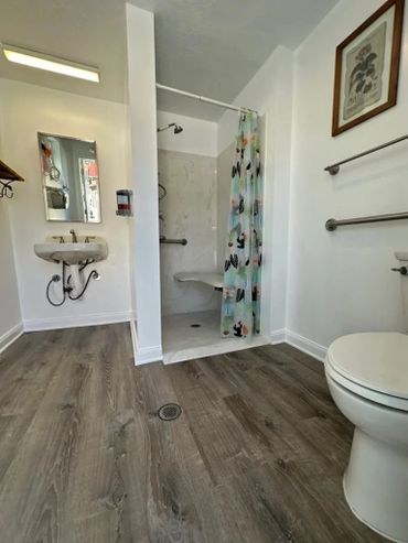 Inside clean park bathroom and showers