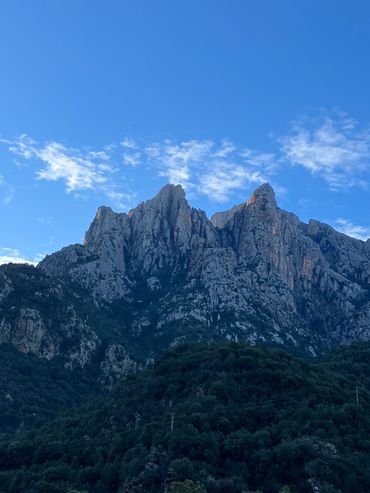 From the snow covered high mountains, like Monte Cinto, of Corsica you can see the warm blue sea