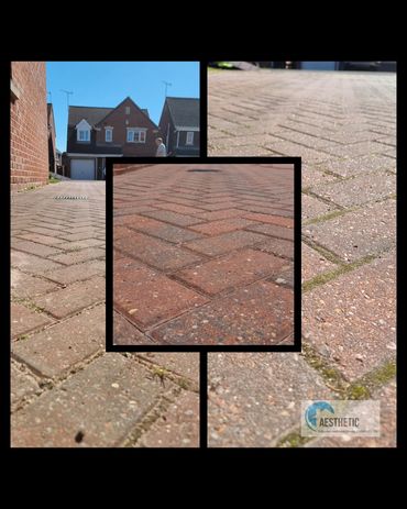 Block paving pressure washed in Rotherham, re-sanded and treated with a biocide