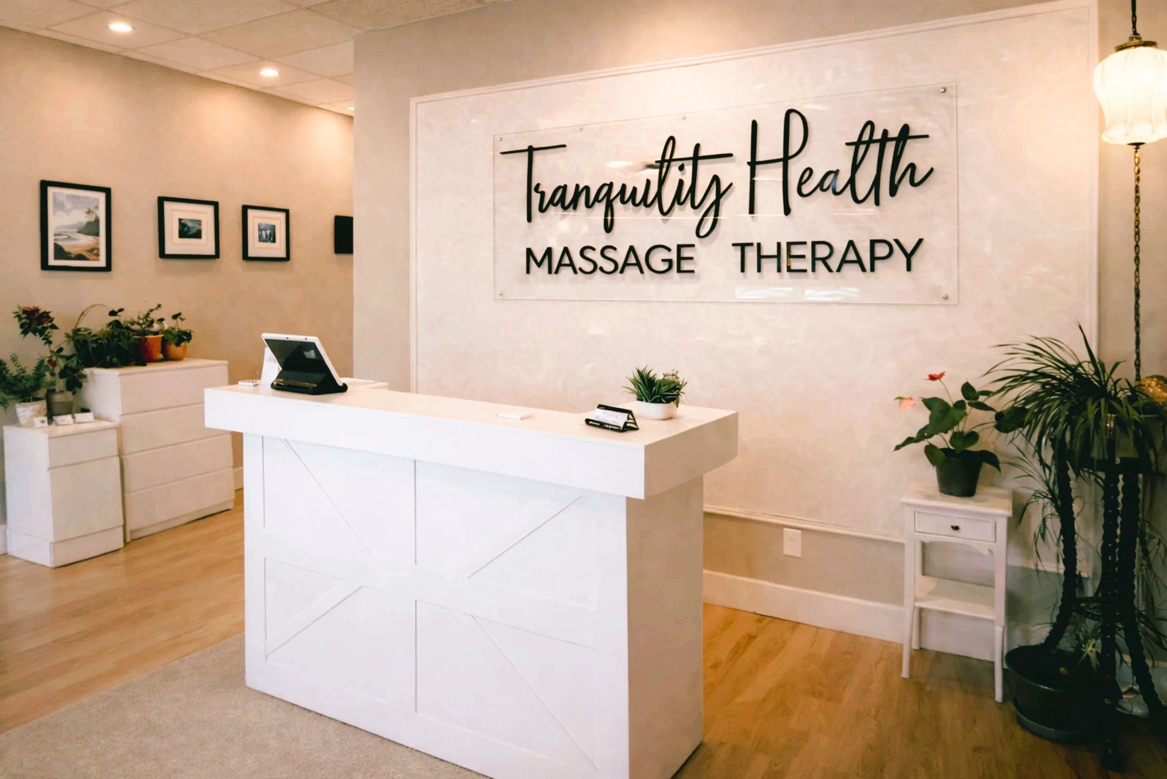 Registered Massage Therapy clinic in Victoria BC recption area at Tranquility Health