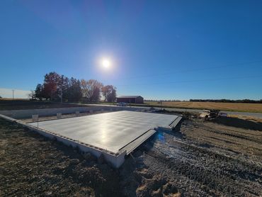 Sun shining off of a three car garage!