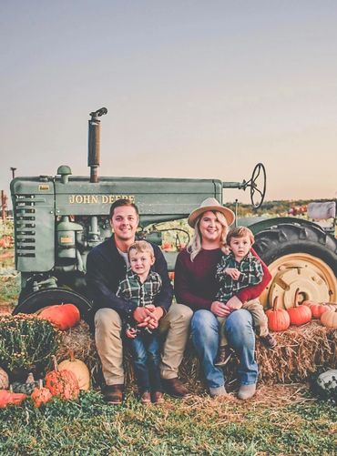 tractor and pumpkins