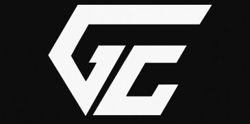 Stylized white GC logo on black background.