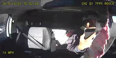 Dashcam video showing Distracted Driver taking Selfie