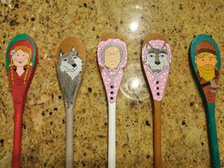 Little Red Riding Hood hand painted puppet/ role play spoons