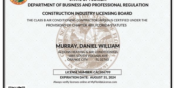 Florida HVAC Contractor license
