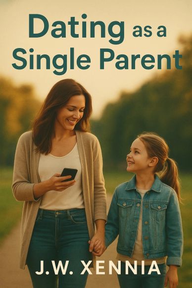 A smiling single mother and daughter holding hands outdoors.