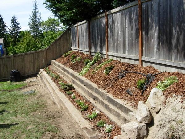 Retaining wall with offset cross ties