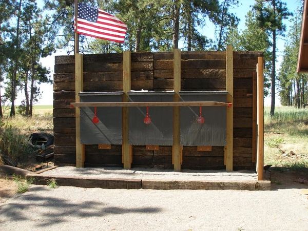 shooting range backstop using railroad cross ties