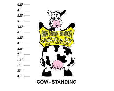 Cow Standing Lawn Sign Have U Herd the Moos? (Name) is (Age)! Happy Birthday!