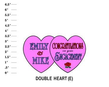 Double Heart E Lawn Sign (Name & Name) Congratulations on your Engagement