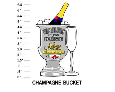 Champagne Bucket Lawn Sign Congratulations on your Graduation (Name) Class of (year)
