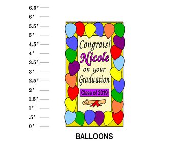 Balloons Lawn Sign Congrats! (Name) on your graduation Class of (year)