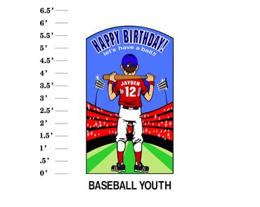 Baseball Youth Boy Children Lawn Card Happy Birthday let's have a ball! Name is Age!