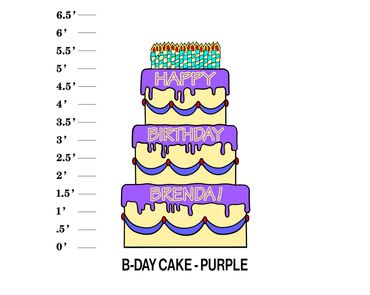 Large Purple Birthday Cake Lawn Card Happy Birthday Name!
