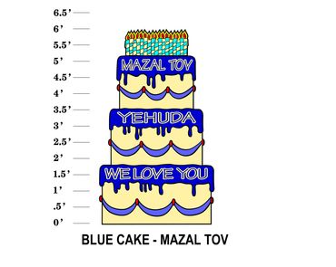Mazal Tov Name We Love You Blue Large Cake Birthday Lawn Card