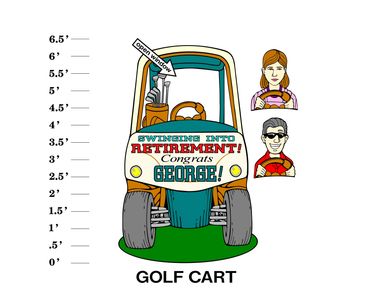 Golf Cart Retirement Lawn Sign Swinging into Retirement Congrats (Name)!