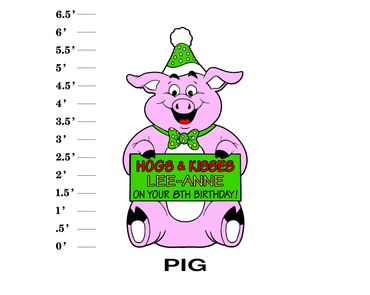 Pig Lawn Sign Hogs & Kisses (Name) on your (Age) Birthday (alternate phrases available)