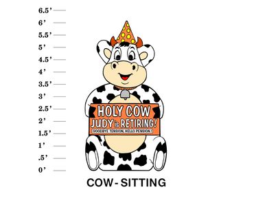 Cow - Sitting Lawn Sign Holy Cow (Name) is Retiring Goodbye Tension Hello Pension