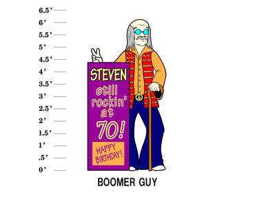 Boomer Guy Hippie Male Lawn Sign Still Rockin' at age! Happy Birthday!