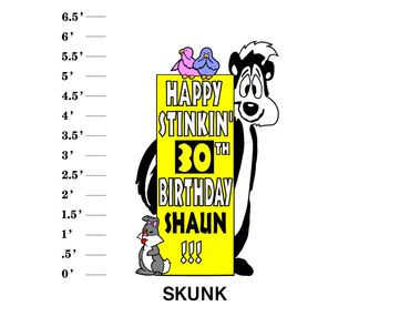 Skunk Lawn Sign Happy Stinkin (age) Birthday (name) (alternate phrases available)