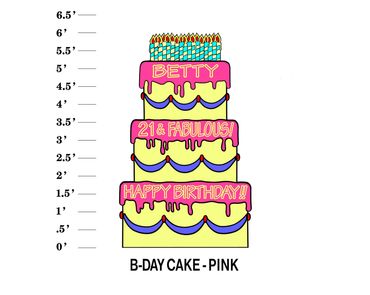 Pink Large Birthday Cake Lawn Card Name Age & Fabulous Happy Birthday!