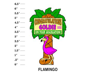 Flamingo Tree Lawn Sign Congratulations (Name) on your graduatioon Class of (year)