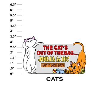 Cat Lawn Sign The cat's out of the bag (Name) is (age)! Happy Birthday (alternate phrases available)