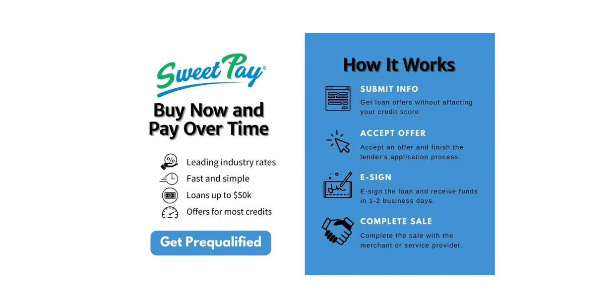 "Introducing a sweet way to pay! We have partnered with @Sweetwaytopay to help you get personal loan