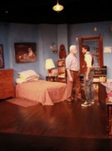 Father and the son talking in a room
