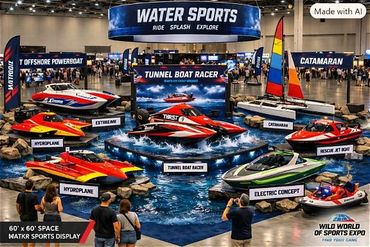 Concept rendering of a water sports zone featuring boats, personal watercraft and marine activities.