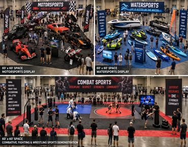 Concept rendering of motorsports, water sports and combat sports activation zones inside Wild World