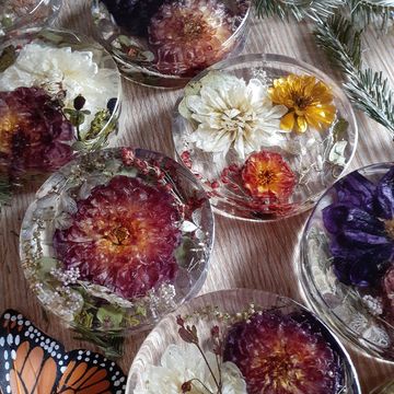 Dried Wedding Flower Resin Coasters