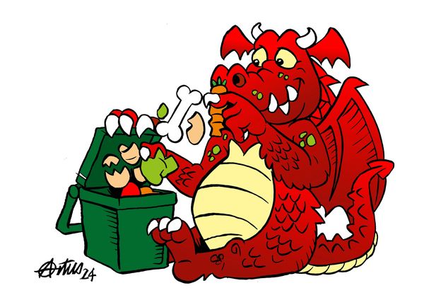 A dragon recycling food