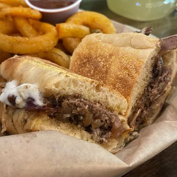 Philly Cheesesteak with Onion Rings