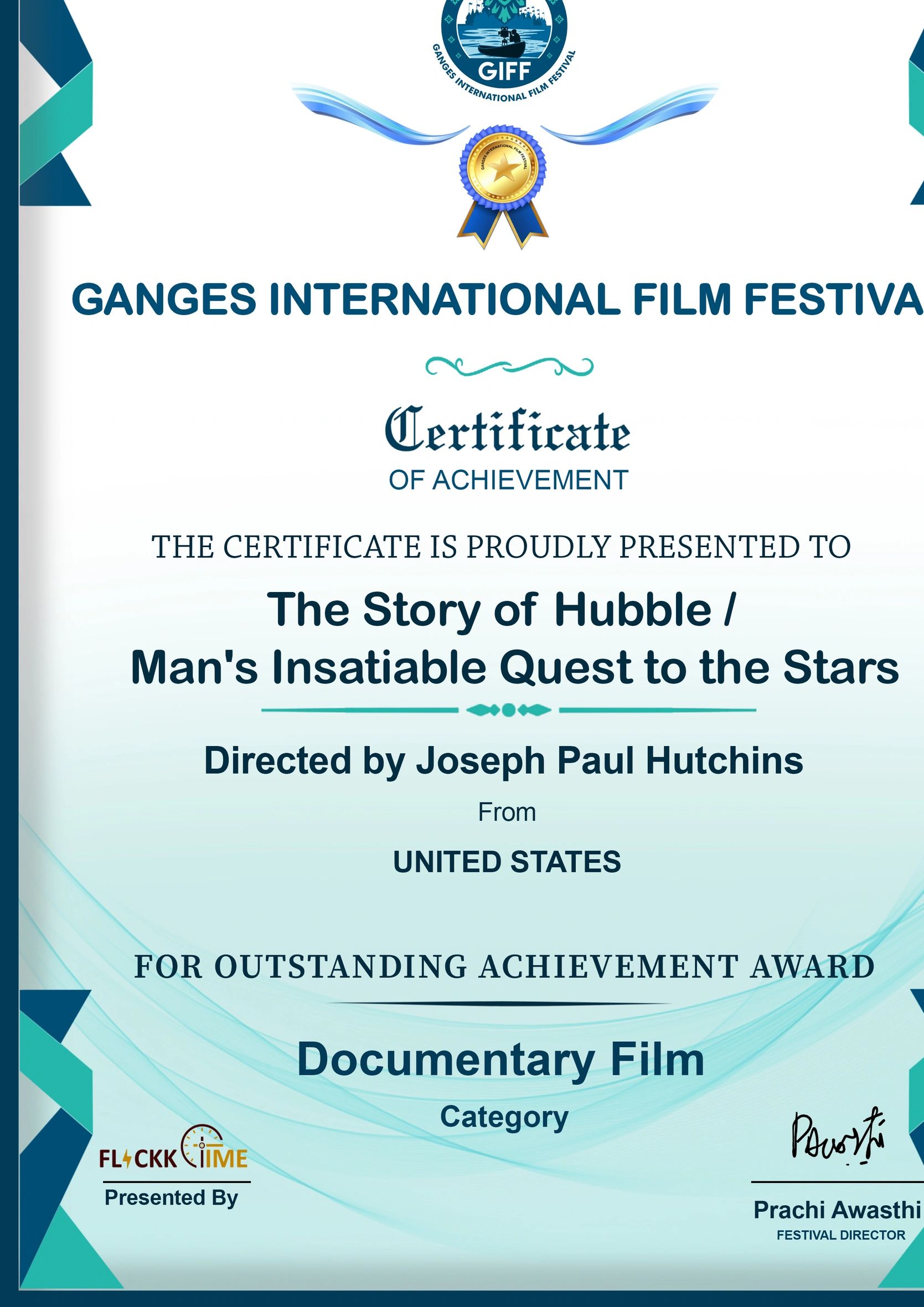 Ganges International Film Festival Award for the Story of Hubble