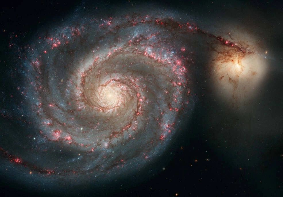 Whirlpool Galaxy spiral galaxy M51 appear like a grand spiral staircase sweeping through space