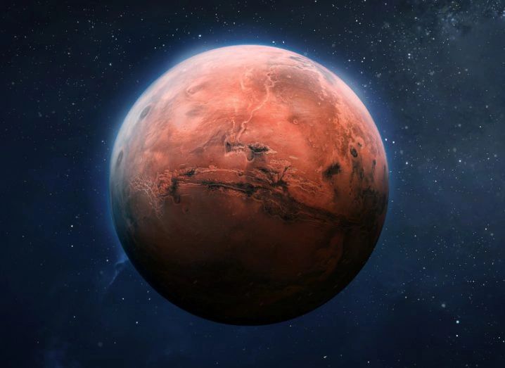 Planet Mars, is the fourth planet from the Sun – a dusty, cold, desert world with a thin atmosphere