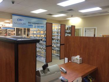 Myerlee- Custom pharmacy shelving