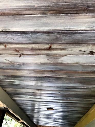Custom finished tongue & groove porch ceiling!