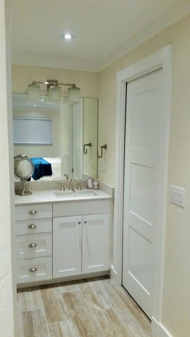 South Pointe- Custom white shaker style vanity cabinets!