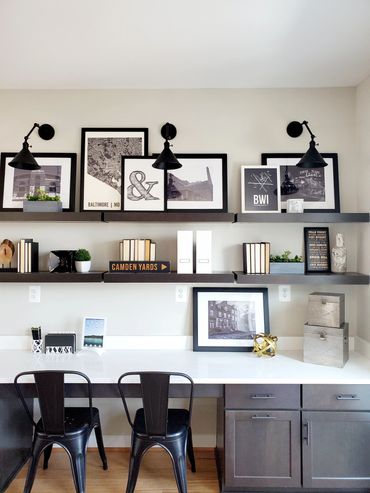 home office floating shelves interior design