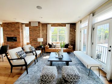modern rustic living room brick wall interior design