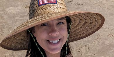 woman smiling on the beach